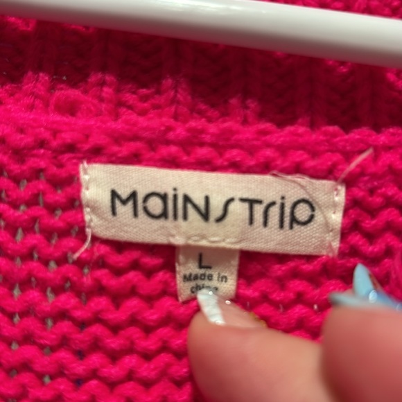 Oversized Main strip heart raw uncut sweater- size L - Picture 2 of 5